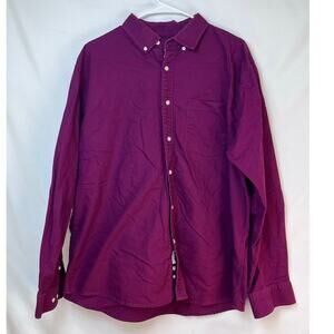 Mocotono Men's Maroon Long Sleeve Button Down Preppy Shirt-L